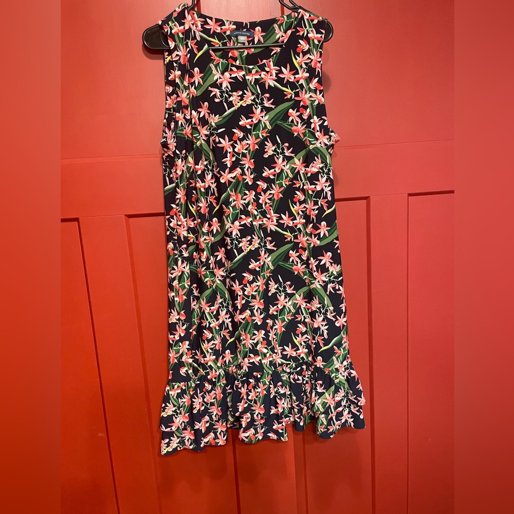 Floral Black, green and pink sleeveless dress